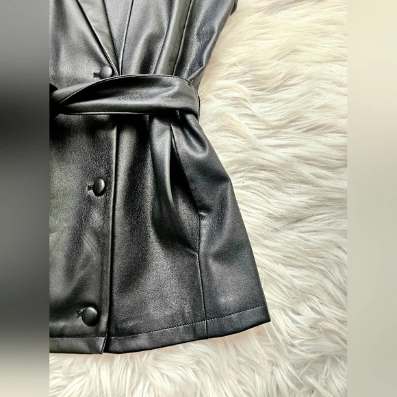 Jason Wu Black Faux Smooth Leather Vest with Belt - Picture 6 of 10